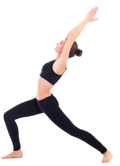 Woman doing crescent lunge yoga asana